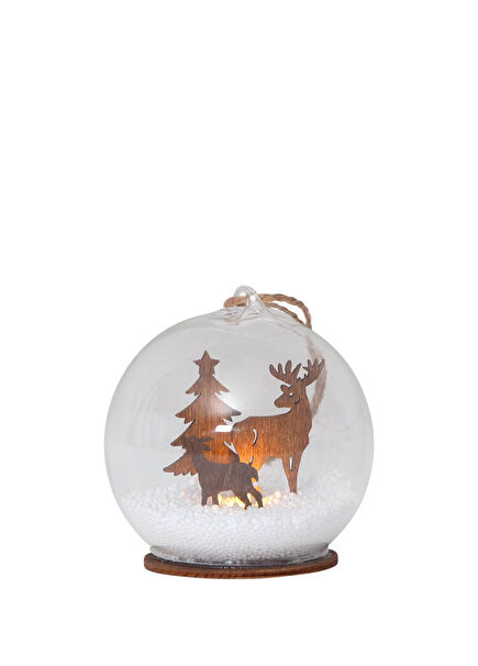 270-89 Fauna Brown Led Snow Globe Christmas Ornament