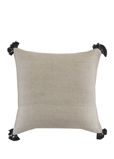 Olivia Saçaklı Antrasit Keten Yastık Kılıfı 45x45 cm