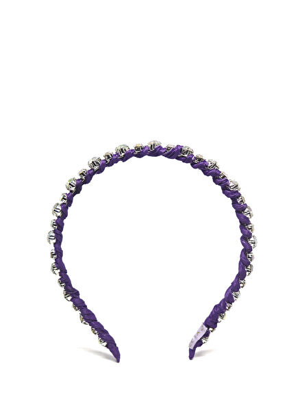 Dusty Sparkle Tafetta Mor Kristal Taşlı Kadın Taç