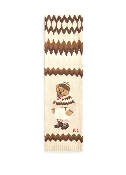 Krem Kadın Yün Atkı