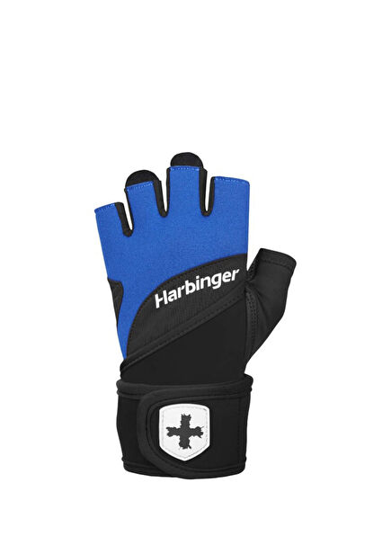 Training Grip Wristwrap Blue Unisex Weightlifting Gloves
