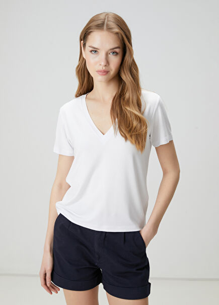 Beyaz Modal T-shirt