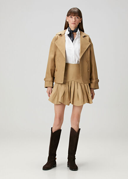 Amicie Beige Flounced Mini Skirt