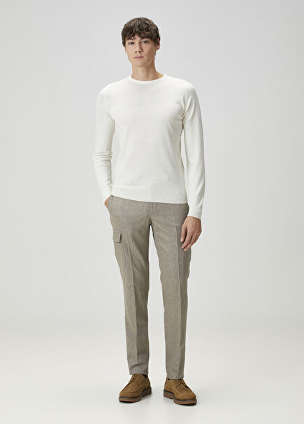 Açık Gri Yün Kargo Pantolon