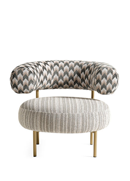 Pietro Yeşil Pirinç Eskitme Detaylı Metal Ayaklı Berjer