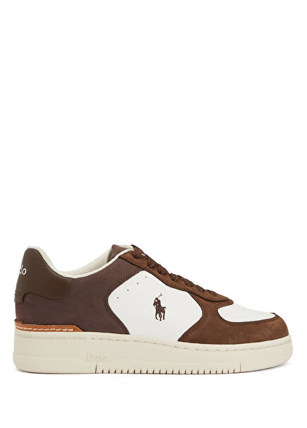 Coffee White Men's Leather Sneakers