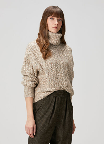 Brenda Beige Knit Textured Sweater
