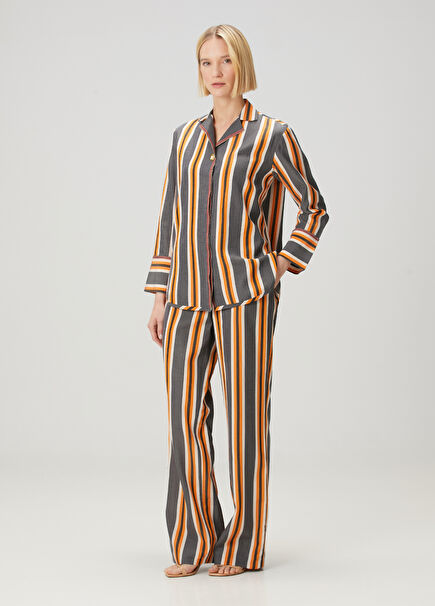 Orange Grey Silk Pants