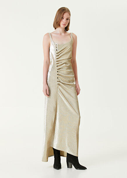 Gold Draped Maxi Dress