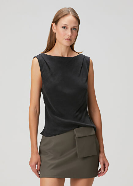 Black Low-Cut Blouse