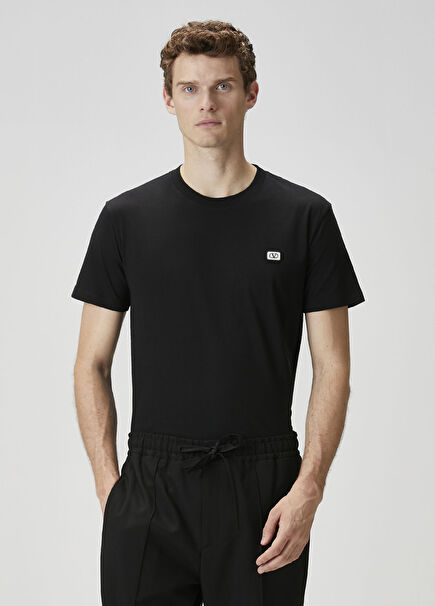 Regular Fit VLogo Black T-Shirt