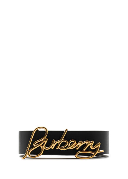 Reversible Leather Signature Siyah Deri Kadın Kemer