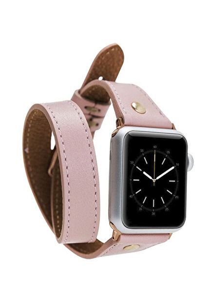 Alpine Double Tour 44/45/46/49mm Blush Pink Leather Apple Watch Smart Watch Band
