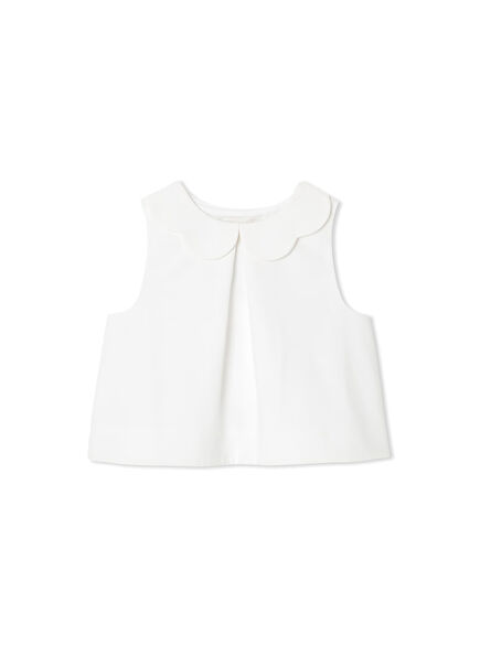 White Honeycomb Knit Girls' Tank Top