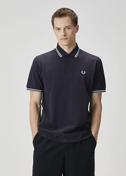 Slightly Boxy Fit Dark Blue Polo T-Shirt