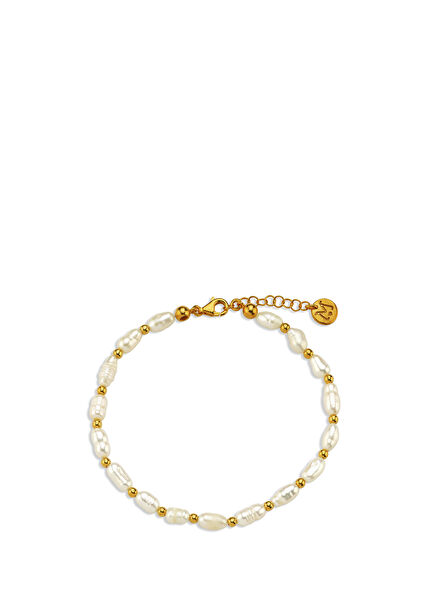 Seed Pearl Beaded Womens Silver Bracelet