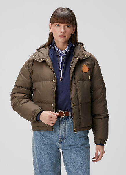 Crown Brown Hooded Puffer Coat