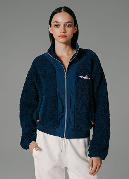 Trucker Lacivert Akrilik Kadın Spor Ceket EF184-NV