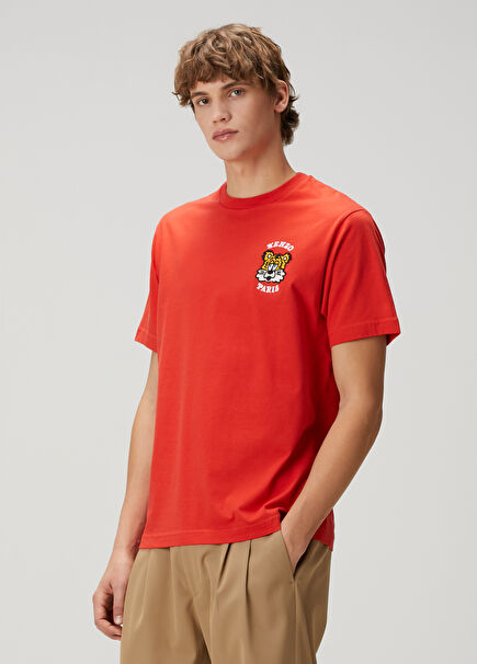 Pop Orange Logo Embroidered T-shirt