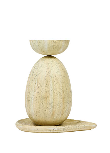 Ovum Beige Wooden Side Table