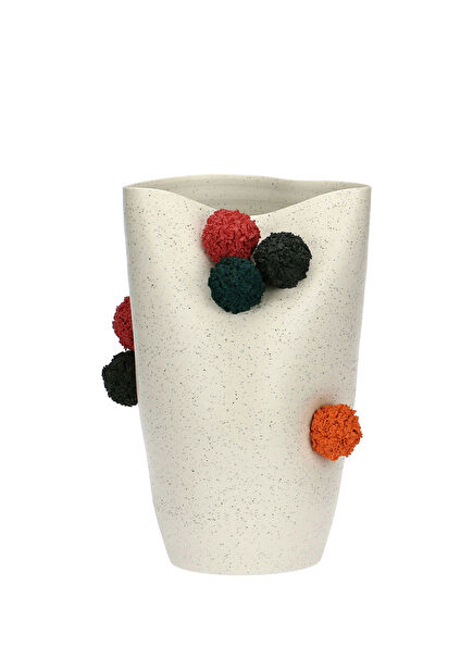 Pompompon White Ceramic Medium Size Vase