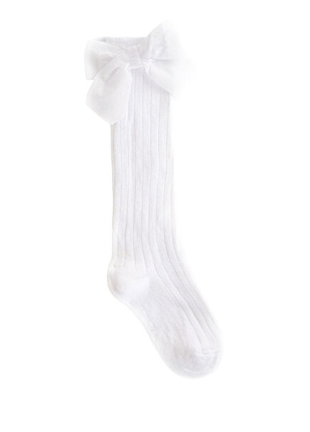 Knee Length Girls' Socks with White Ribbon
