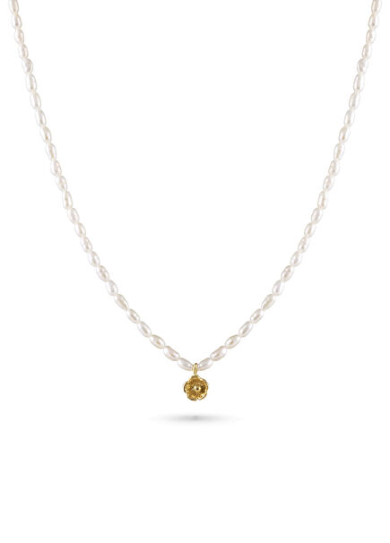 Lavien Gold 925 Gold Plated Women's Pearl Necklace on Sterling Silver 