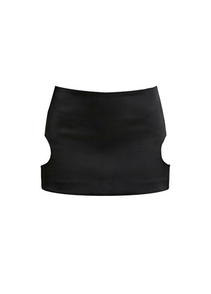 Vesper Siyah Cut-Out Kadın Mini Etek