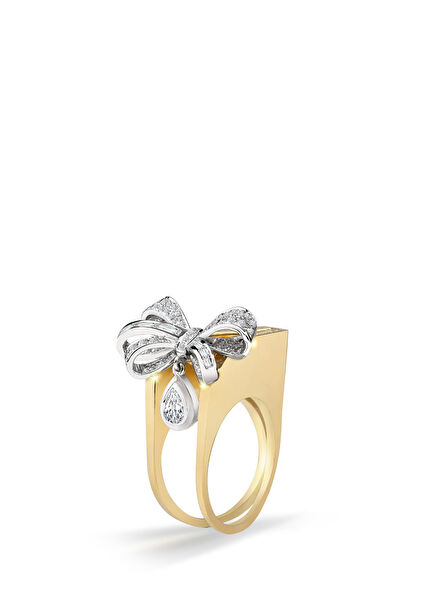 The Bow Baget Pırlanta Kadın Altın Yüzük