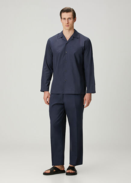 Lacivert Beli Kordonlu Pantolon