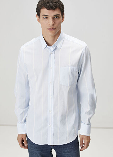 Comfort Fit Light Blue Striped Shirt