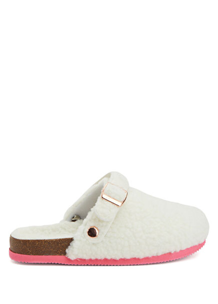 Beyaz Kız Çocuk Teddy Terlik