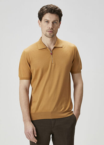 Yellow Short Sleeve Polo Sweater