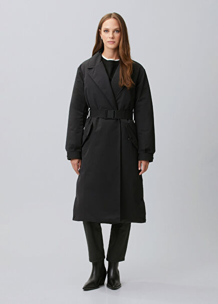 Black Quilted Back Coat