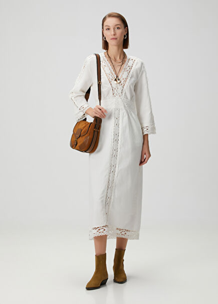 Veona White Lace Midi Dress