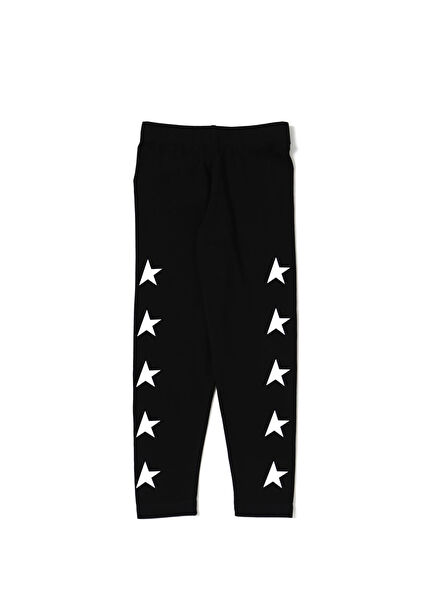 Siyah Logo Baskılı Kız Çocuk Pantolon
