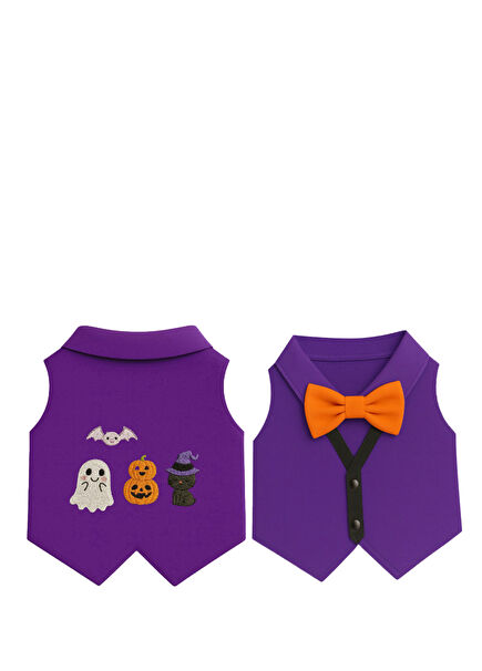 Baskılı Papyonlu Mor Küçük Irk Köpek ve Kedi Yelek