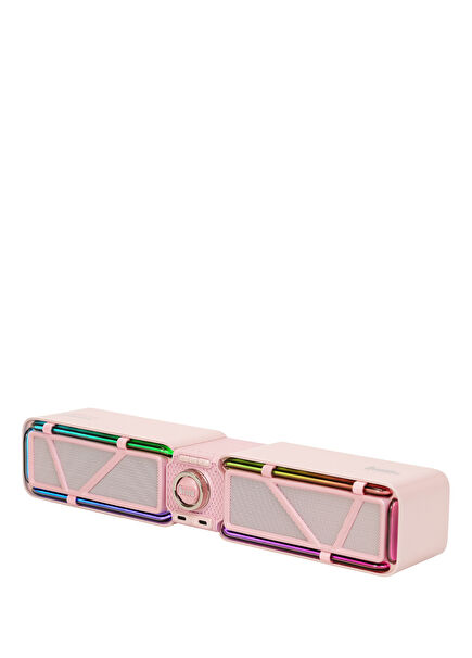 D-base Pink Rgb Light Dual Port 35W Fast Charging USB/Aux 30W Desktop Bluetooth Gaming Speaker