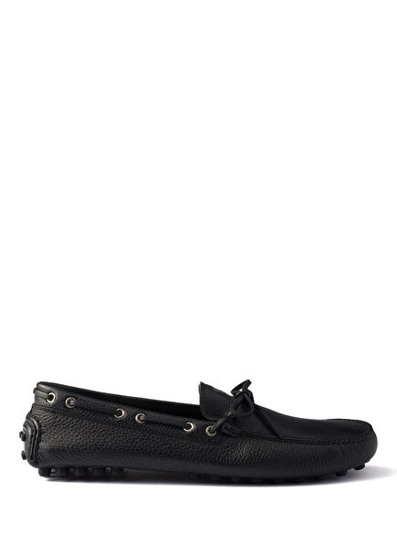 Driver Black Leather Men's Loafers