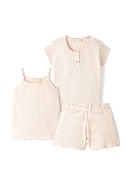 Blush Whisper Somon Pamuklu Kız Çocuk 3'lü Pijama Takımı