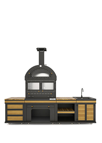 Feniks Long Chef Black Wooden Barbecue