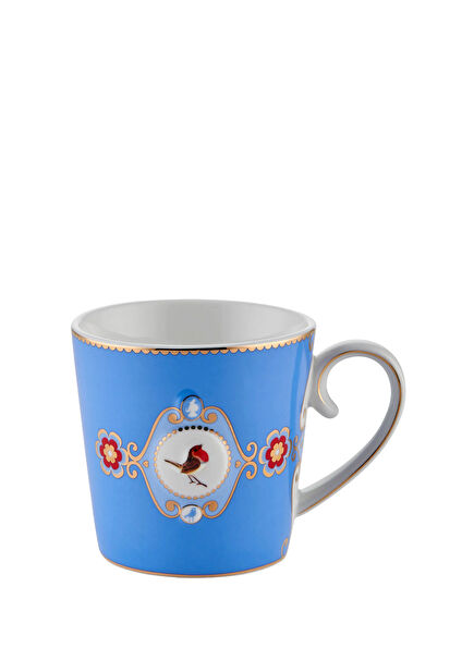 Love Birds Madalyon Desenli Porselen Kupa