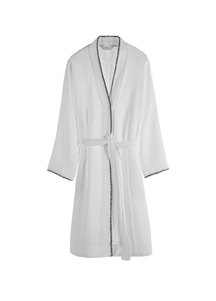 Loom White 4-Layer Muslin Stitched Women's Bathrobe