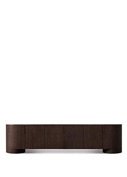 Poseidon Black Oak Wood 6 Door TV Console
