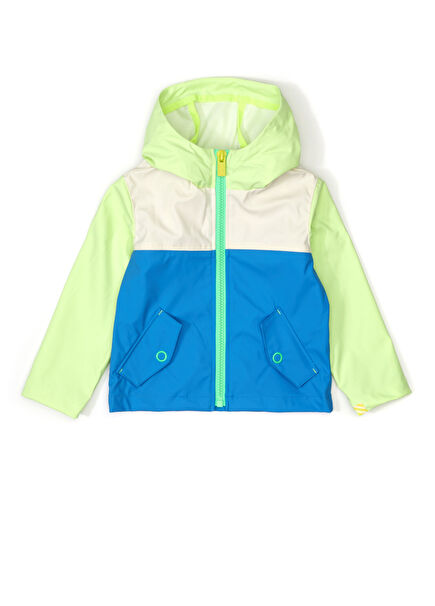 Colorblocked Kapüşonlu Erkek Çocuk Yağmurluk