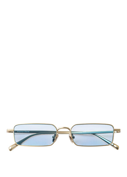 Gold Blue Metal Unisex Sunglasses