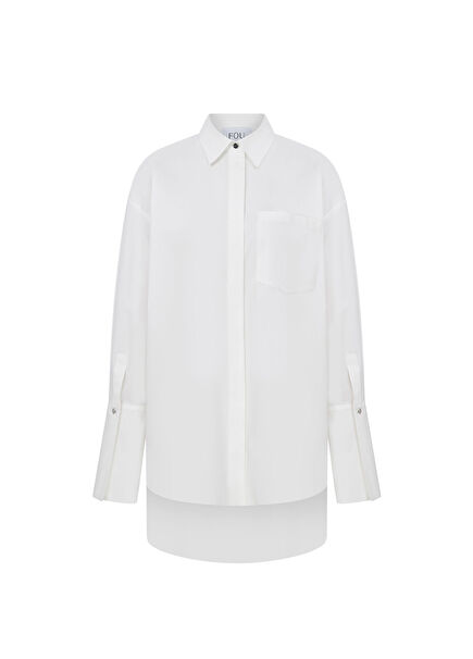 Jade Beyaz Uzun Kollu Kadın Gömlek