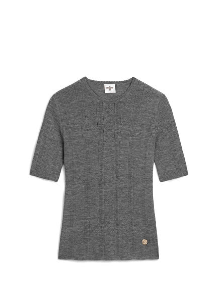 Glow Grey Wool Short Sleeve Women's Sweater