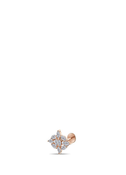 Bade Pırlanta Taşlı 14 Ayar Rose Gold Kadın Piercing Tragus Küpe
