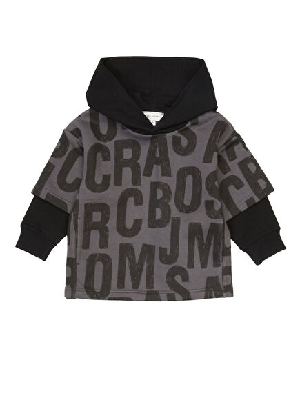 Koyu Gri Kapüşonlu Erkek Çocuk Sweatshirt